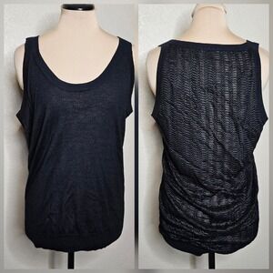 Derek Lam Cashmere Silk Knit Tank Top Black Chevron Back Womens Large